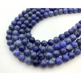 abalorio de piedra natural, accesorios de abalorio utilizadas para la producción de joyas (8 mm, 45-46 piezas) (8 mm, grano azul viejo)
