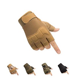HYCOPROT Mens Fingerless Utility Gloves Non-Slip Abrasion-Resistant Breathable Lightweight for Shooting Cycling Rock Climbing Outdoor Sports