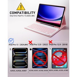 TUNKARMOR TUNKARMOR Keyboard Case for iPad Pro 13 (M4 2024) 13 inch - with Mouse and Detachable Keyboard, Slim Case with S Pen Holder, Auto Sleep/Wake-Pink