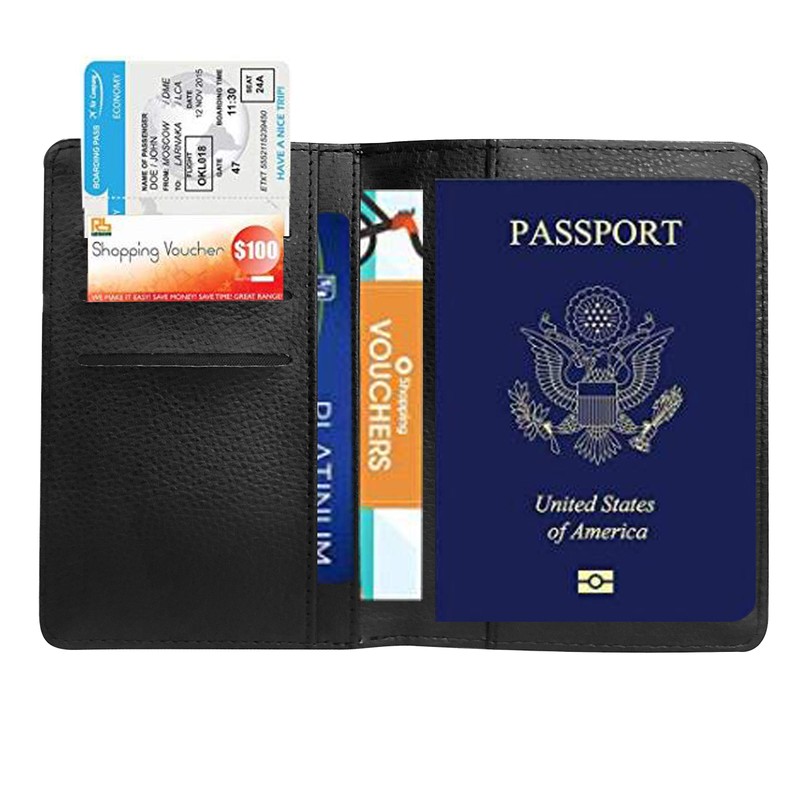 PU Leather Passport Holder Travel Wallet RFID Blocking Card Case