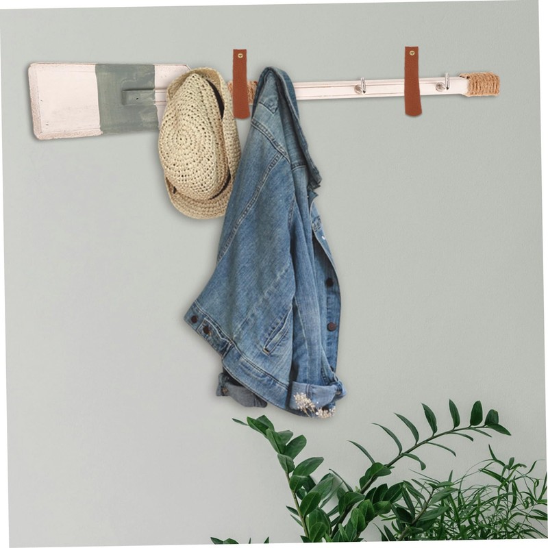 ABOOFAN 4Pcs Leather Hanging Straps Wall Hooks for Towels Clothes