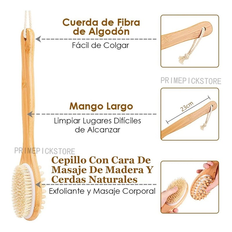 4pcs Cepillo Corporal De Cerdas Natural Exfolia Piel Muerta