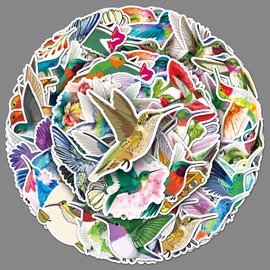Hummingbird Stickers Pack of 50 Vinyl Cute Bird Stickers for Laptop Skateboard Suitcase Phone Motorcycle Computer Car Scrapbook Luggage Waterproof Cartoon Hummingbird Animals Stickers for Children