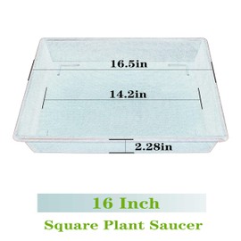 NIMYAU Square Plant Saucer 16 Inch 2 Pack, Plant Stand Plant Trays for Pots Heavy Duty Plastic Plant Saucers for Indoors Outdoors, Flower Pot No Holes Plant Lover Gardening Gifts