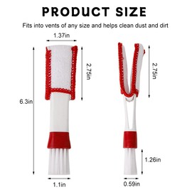 KVAEY 2 PCS Mini Duster for Car Air Vent, Double Ended Automotive Air Vent Microfiber Duster & Brush, Dust Collector Cleaner for Keyboard Window Leaves Shutter, Car Accessories (Red & White)
