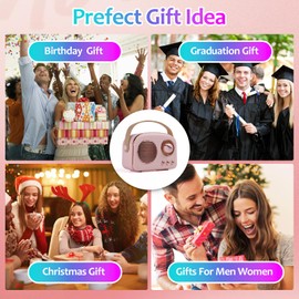 Retro Bluetooth Speaker,Vintage Gifts for Men and Women,Room Decor,Portable Small FM Radio Wireless Bluetooth Speaker,Cute Style for Office Home Kitchen Desk,Support USB/TF Card/AUX (Pink)