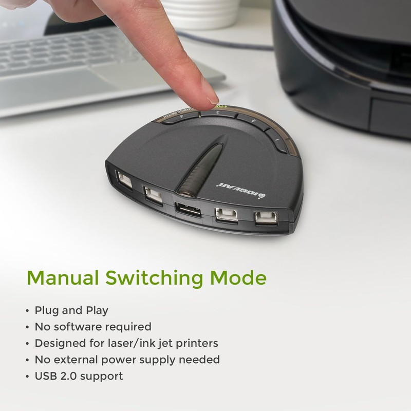 IOGEAR 4-Port USB 2.0 Automatic Printer Switch, GUB431