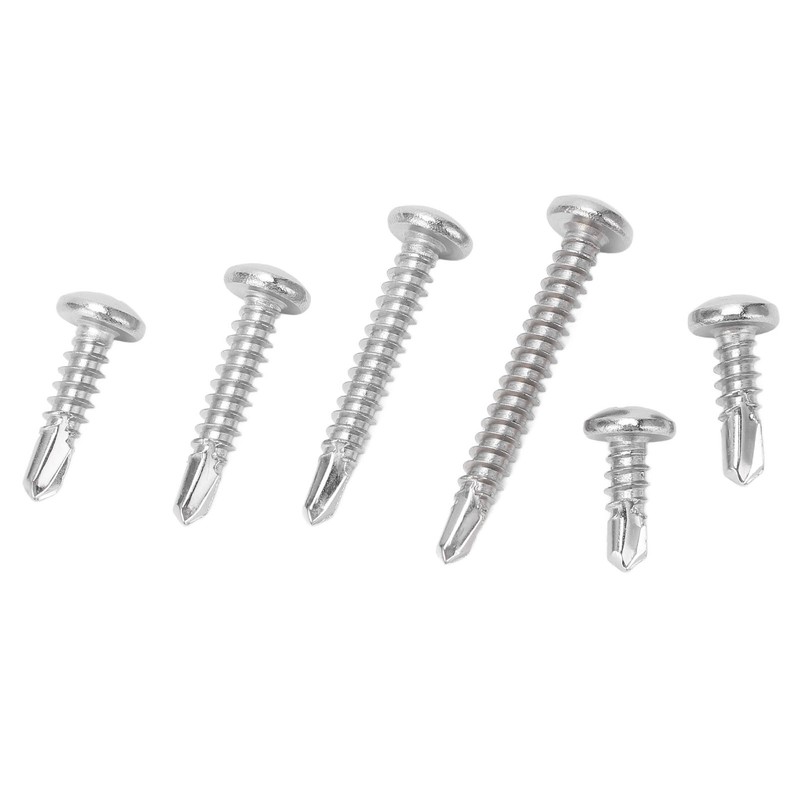 200PCS Round Head Cross Screws 304 Stainless Steel Self Drilling