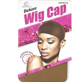 DREAM Deluxe Wig Cap Light Brown 2 pieces (Model: 097 Light Brown), Spandex cap