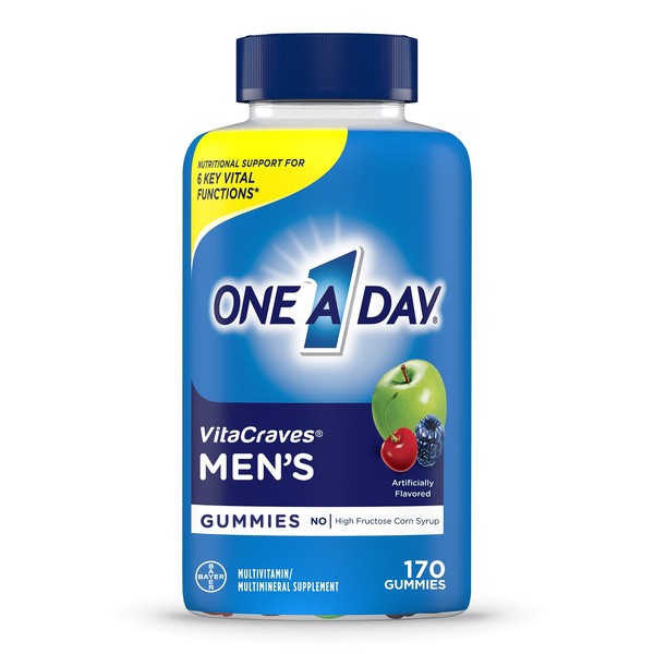 One A Day Men’s Multivitamin Gummies, Multivitamin for Men with Vitamin A, C, D, E, Calcium & More To Support Healthy Muscle Function, Gummies, 170 Count