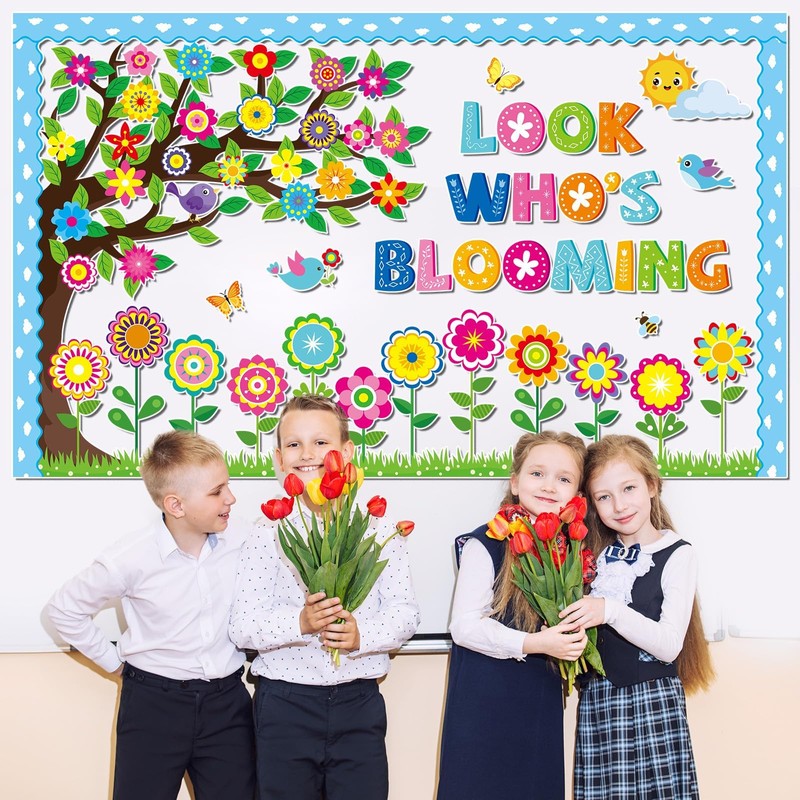 Spring Bloom Flower Bulletin Board Set Look Who’s Blooming Classroom