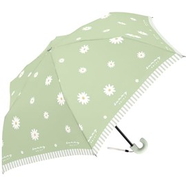 Rainbow Drop Cracks Sunny Daisy Kids Folding Umbrella 50cm J Handle Flower White Flower (Light Green)