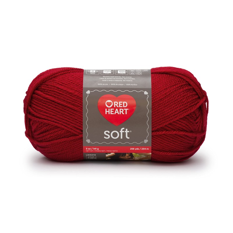 Red Heart Hilo suave, paquete de 3, realmente rojo, 3