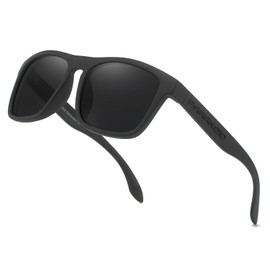 DUBERY Polarized Sunglasses for Men Women UV400 Protection Square Driving Sun Glasses Trendy Shades P8818,Black/Black