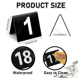 Restaurant Table Numbers 1-25, Double Side Plastic Table Number,Acrylic Tent Table Numbers Cards Signs for Party Banquets Wedding Reception,Food Service (Black&White)
