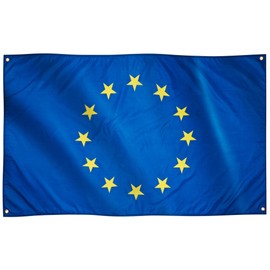 Runesol EU Flag, 91 x 152 cm, 3 ft x 5 ft, European Union Flag, 4 Eyelets, Eyelet in Each Corner, Golf Cup, Premium Flags, Indoor, Outdoor, Vibrant Colours