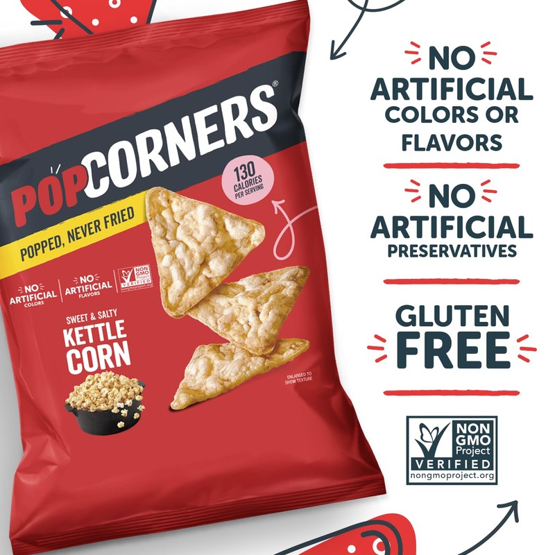 PopCorners Popped Corn Snacks, Kettle Corn, 1 Ounce (Pack of