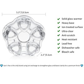 Sun's Tea Universal Solid Crystal Glass Ultra Clear Teapot Warmer | Tea Warmer | Teapot Heating Base | Tealight Warmer- Candle Never Flames Out