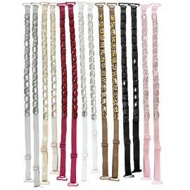 Women's Replacement Bra Straps Rhinestone Invisible Elastic Adjustable Removable Shoulder Straps Tops Dress Decoration Multi Color 7Pairs /Pack