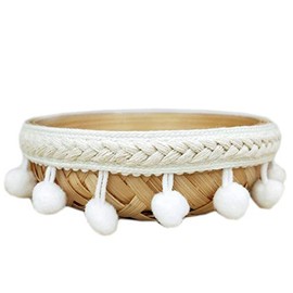 Yalulu 5 Yards Pompom Bobble Trim Lace Tassel Trim Bobble Fringe Ribbon for DIY Skill Sewing Accessories Decorating (White)