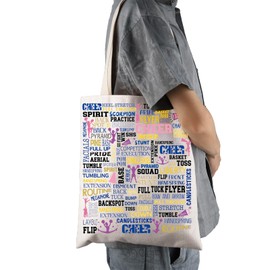FEELMEM Girls Cheerleading Tote Bag, Cheerleader Gift, Cheerleader Gift, beige