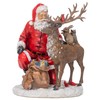 Festive Red Santa with Reindeer 12 inch Resin Holiday Decorative