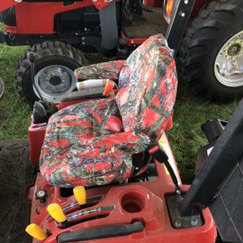 Durafit Seat Covers Compatible with Massey Ferguson 1825,2860,1725,2705 Tractors with high Back seat with armrests Red Camo