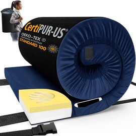 CYMULA CertiPUR-US Memory Foam Camping Mattress 2 Person, Portable Foam Sleeping Pad for Camping, Roll up Sleeping Mat for Adults Floor Mattress Guest Floor Bed for Sleepover, Car, Tent SUV Mattress