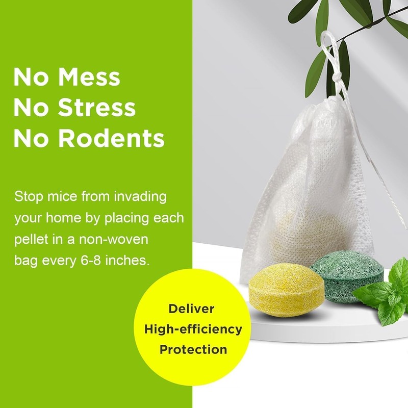 Mouse Rodent Repellent Balls 40PCS, Mice Repellent Outdoor, Peppermint Oil