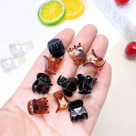 Yansolyn Mini Hair Clips Set Bangs Clips Hair Claw Simple Hair Accessories Set of 24 (Brown+Black)