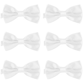 DonDon Set of 6 Men's Bow Ties 12 x 6 cm Tied and Adjustable Length, White