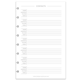 BetterNote Contact Address Refill Pages for Disc Notebooks, Fits TUL, Happy Planner, Levenger Circa, Staples ARC, Talia (Classic- 25 Sheets, 8-Disc, 5.5"x8.5")