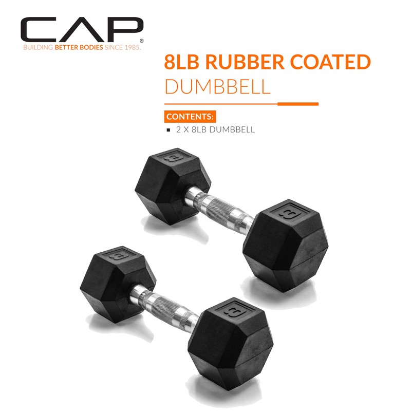 CAP Barbell 8 LB Pair Coated Hex Dumbbell Weight
