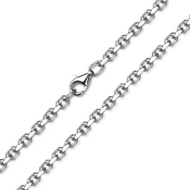 MATERIA by Matthias Wagner Solid Anchor Chain 2.9 mm 925 Sterling Silver Necklace Diamond-Coated K133, Sterling Silver