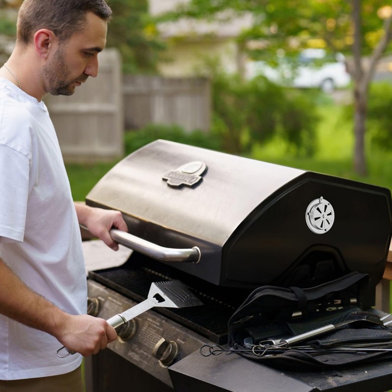 2 PCS BBQ Grill Smoker Air Vent Set, Adjustable Stainless