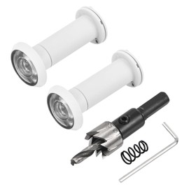 PATIKIL 5/8" Door Viewer Peephole, 2 Pcs Zinc Alloy Privacy Door Viewer with Privacy Cover, 180-Degree Fits 1-3/4" to 2-15/16" Door with 16mm/0.62" Drill Bit for Security, White