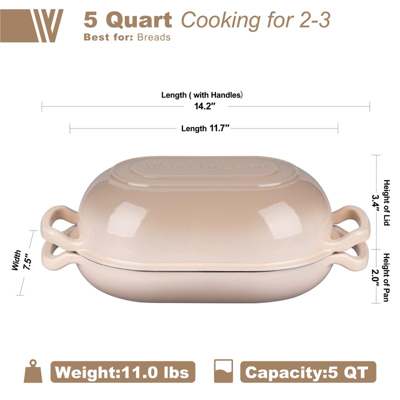 VORRINGARD Enameled Cast Iron Sourdough Bread Oven, Dutch Oven, Loaf