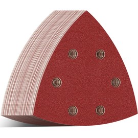 Aucenix 93mm Triangle Sanding Pads: 6 Holes 60PCS Detail Sander Pads Hook Loop - Sandpaper Sanding Sheets Assorted Coarse Fine 40/60/80/120/150/180/240/320/400/600 Grits for Wood Metal Wall (60Pcs)