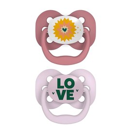 Dr. Brown's Advantage - Chupete para bebé, totalmente simétrico con foco de silicona suave, 0-6 m, sin BPA, lavanda Love, paquete de 2 (el estilo puede variar)
