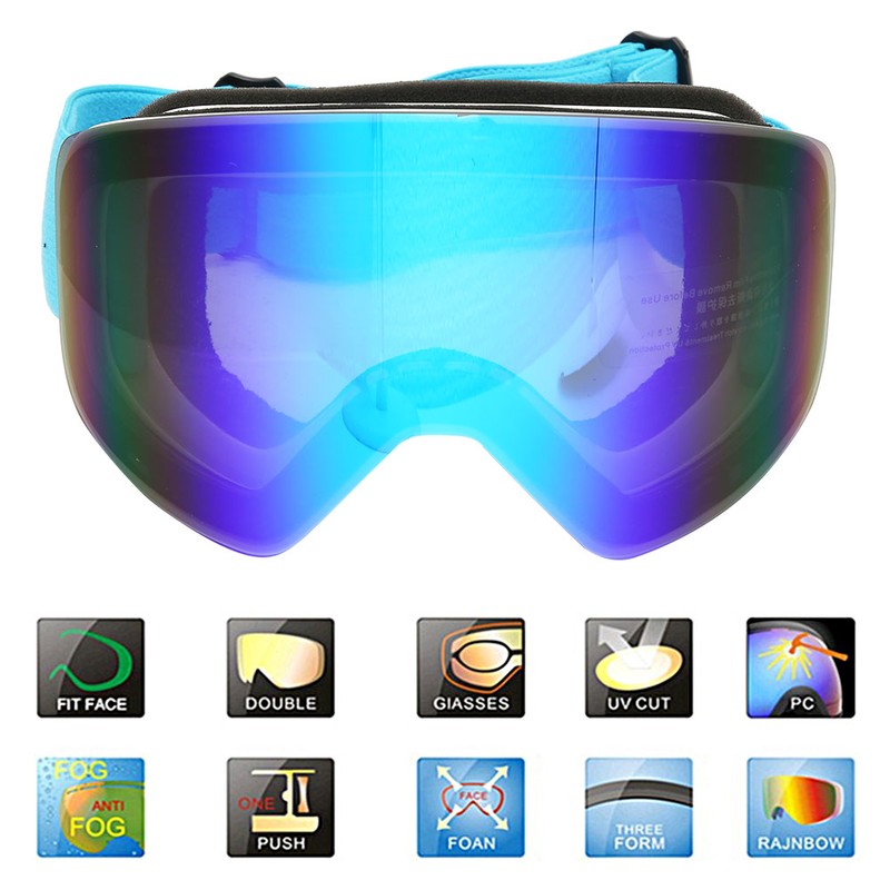Unisex Adult Outdoor Double Lens Magnitic Large View Ski Cyling