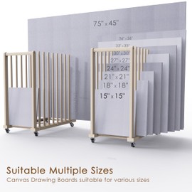 UNZERO Art Storage Rack, Art Drying Rack, Art Canvas Storage Stand, Canvas Boards Rack Art Storage for Drawing Board for Art Studios, Gallery(Contemporary, 15.6" D x 29.5" W x 30" H)