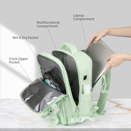 PARAPOGEE Women Travel Backpack, 25L Waterproof Laptop Daypack for Traveling Camping, Small Carry On Flight Approved Backpacks (Green)