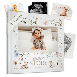 Baby Memory Book New Mom Gift - Baby Scrapbook Record Book & Photo Album - Gift for Newborns Baby Boy & Girl, Great For Baby Showers (Woodland)