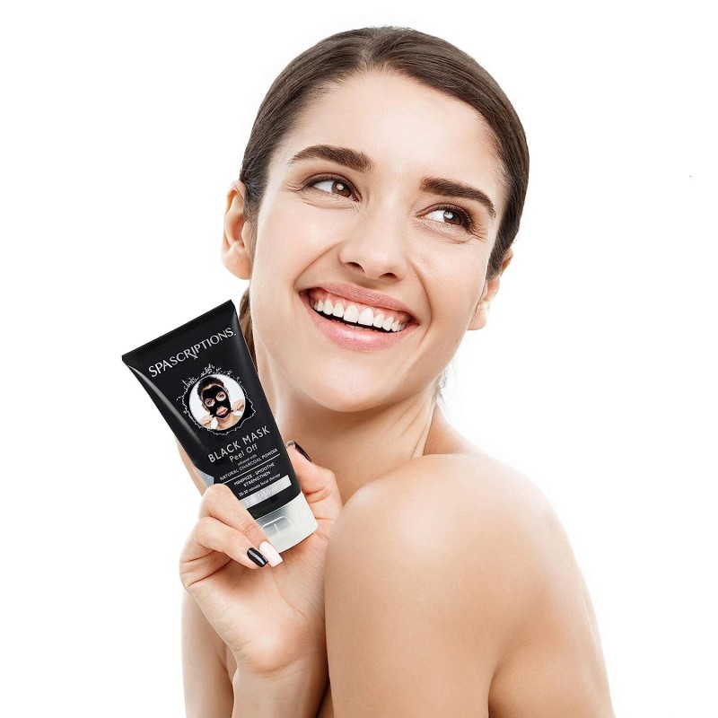 SPASCRIPTIONS BLACK MASK PEELOFF CHARCOAL POWDER MINIMIZE SMOOTHE STRENGTHEN 5oz