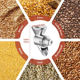 Gvode All Metal Grain Mill Attachment for Kitchenaid Stand Mixer, 9 Levels Grain Mill, Flour Mill, Fit for Non-Oily Dry Grain Corn, Coffee Bean，Buckwheat, Oats，Millet，Wheat and Other Cereals