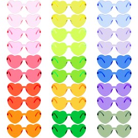 Fengek 30 Pcs Heart Shape Sunglasses Frameless Transparent Glasses Party Favors for Girls, Women, Multicolor 1