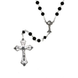 Gemstone Catholic Prayer Rosary - Includes "How to Pray the Rosary", Rosary Pouch and Gemstone meaning (Black Obsidian - Chalice - Silver)