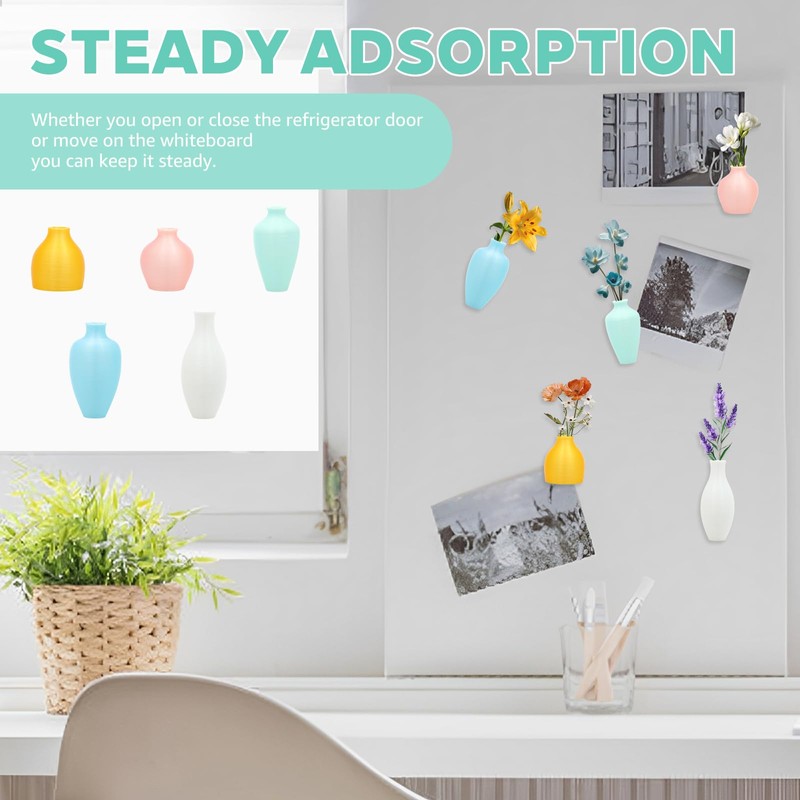 5Pcs 3D Printed Mini Vase Magnets, Cute Tiny Vase Magnet