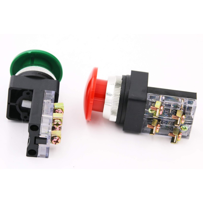 AC 250V 6A 1NO 1NC DPST Momentary Mushroom Head Push