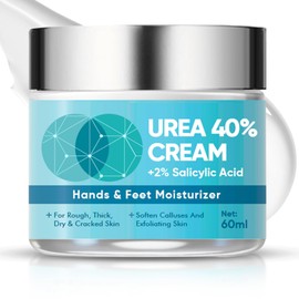 Urea Cream 40 Percent | 40% Urea Cream for Dry Cracked Feet & Hands | with Hyaluronic Acid & Aloe Vera | Deeply Moisturizes | Softens Skin | Removes Calluses | 60 Ml